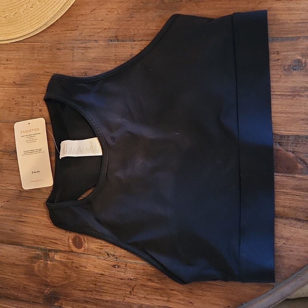 Fabletics High Neck High Impact Sports Bra in Black